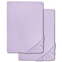 Drap-housse microfibre jersey interlock lilas 90 x 190 - 100 x 200 cm pack double