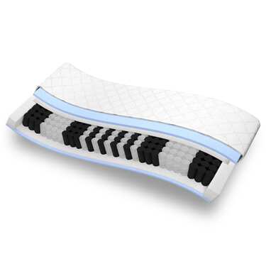 Matelas à ressorts ensachés 7 zones Sleezzz Smart 90 x 200 cm, hauteur 21 cm, degré de fermeté H2/H3 + surmatelas / surmatelas 90 x 200 cm
