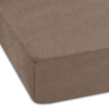Lot de 4 draps-housses en jersey de coton Castell, couleur taupe, 90 x 190 - 100 x 200 cm