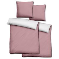Lot de 2 parures de lit Sleezzz® Renforcé réversibles rose/blanc 135 x 200 + 80 x 80 cm