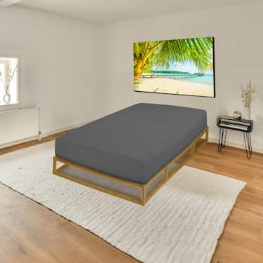 Drap-housse en jersey gris foncé 90 x 190 - 100 x 200 cm 100% coton bio Lot de deux