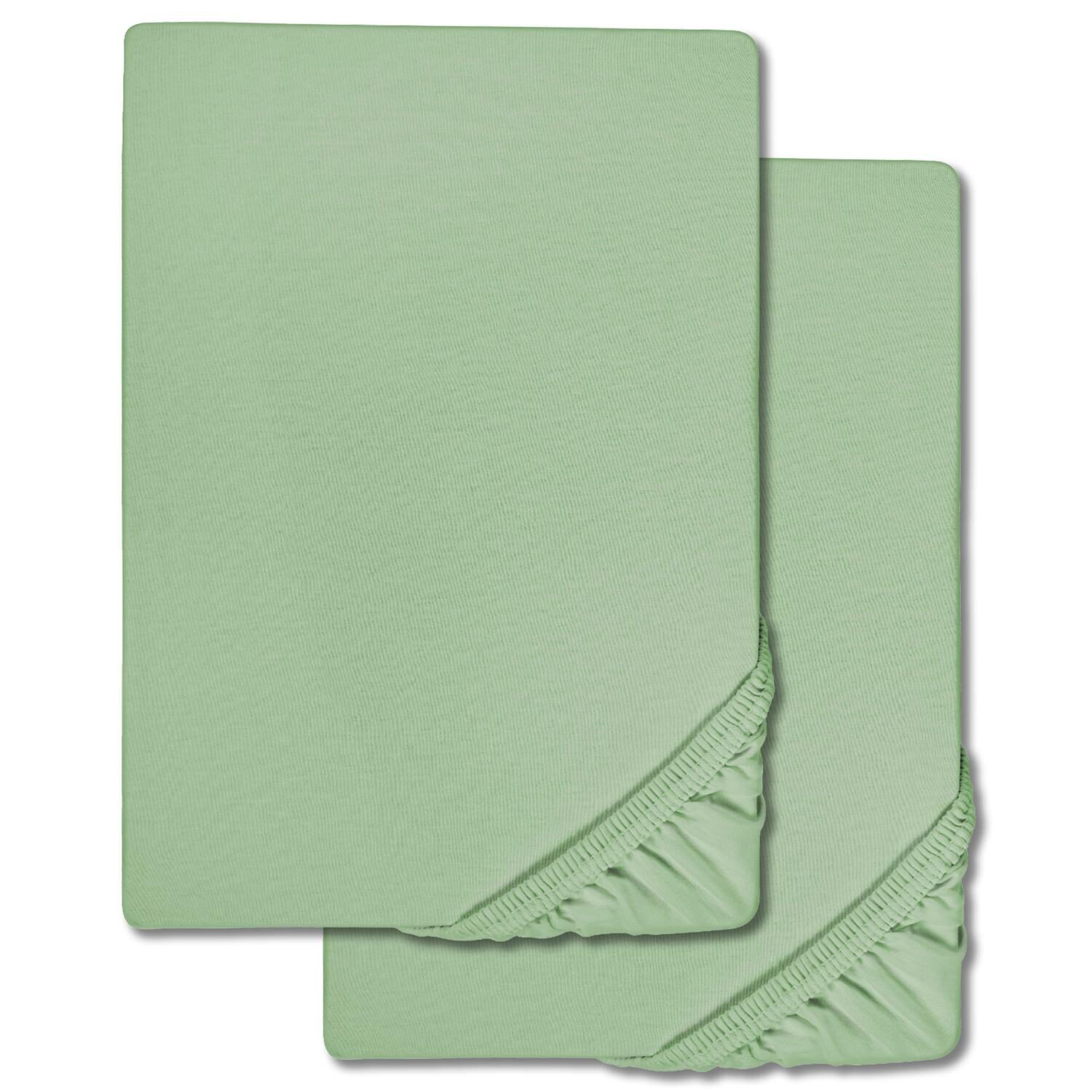 Lot de deux draps-housses verts 90 x 190 - 100 x 200 cm