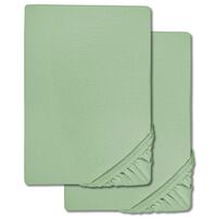 Drap-housse microfibre jersey interlock vert 90 x 190 - 100 x 200 cm pack double