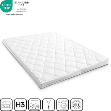 Topper en mousse confort T6 200 x 200 cm, hauteur 6 cm, degré de fermeté H3