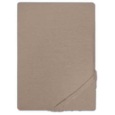 Linge de lit en coton Castell Jersey, couleur taupe, 90 x 190 - 100 x 200 cm, lot de deux