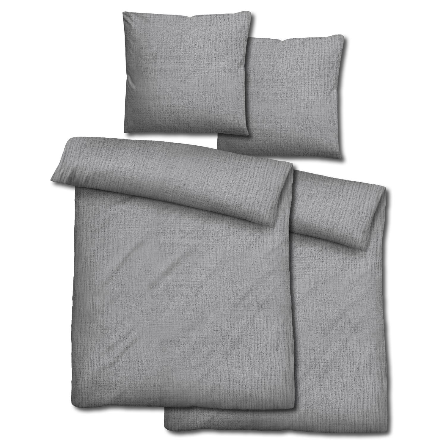 Lot de deux parures de lit Sleezzz® mousseline grise 135 x 200 cm + 80 x 80 cm Lot de deux parures de lit Sleezzz® mousseline grise 135 x 200 cm + 80 x 80 cm