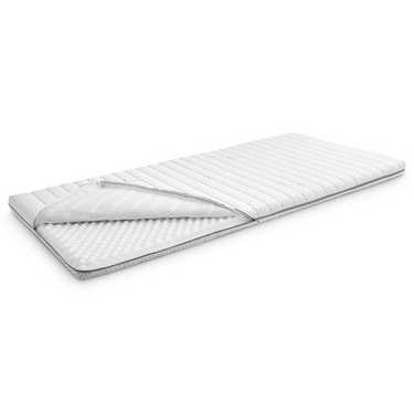 Topper en mousse froide Supportho Premium Topper 100 x 200 cm H3, hauteur 9 cm, degré de fermeté H3 avec housse antibactérienne + oreiller CloudComfort Basic Gel-Flocken 40 x 80 cm