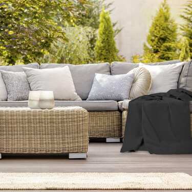 Couverture en coton piqué gaufré noir 130 x 180 cm