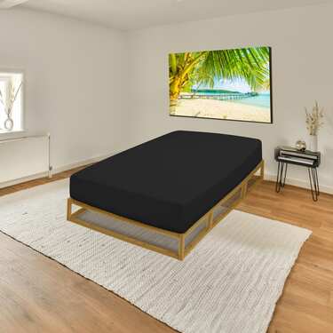 Drap-housse en jersey noir 90 x 190 - 100 x 200 cm 100% coton bio