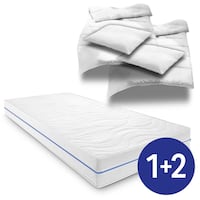 Matelas ergonomique 160x200 cm 7 zones Supportho Premium hauteur 18 cm, degré de fermeté H2/H3 + 2 x CloudComfort Basic set de lit microfibre 135 x 200 cm + 80 x 80 cm