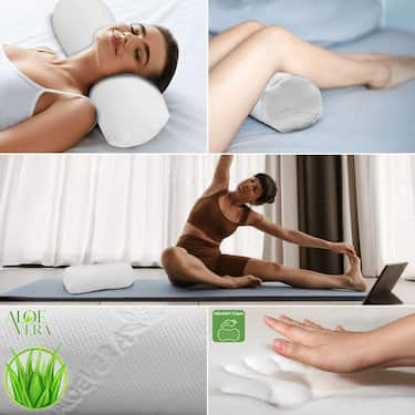 Genouillère et traversin Visco Aloe Vera avec mousse à mémoire de forme 40 x 15 cm