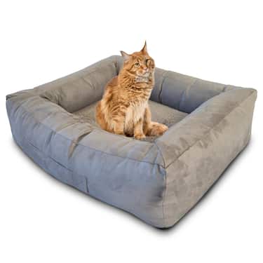 Petzzz lit ergonomique pour chats et chiens Ortho S 75 x 65 x 22 cm avec coussin intérieur amovible avec face été et hiver