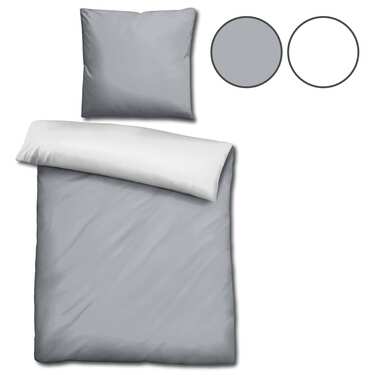 Lot de 2 draps réversibles Sleezzz® Renforcé gris clair/blanc 135 x 200 + 80 x 80 cm
