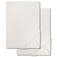 Drap-housse en coton Castell Jersey, blanc, 90 x 190 - 100 x 200 cm, lot de deux