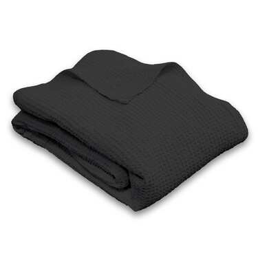 Couverture en coton piqué gaufré noir 130 x 180 cm