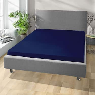 Setex REFIBRA Drap-housse en coton fin bleu foncé 180 x 200 cm