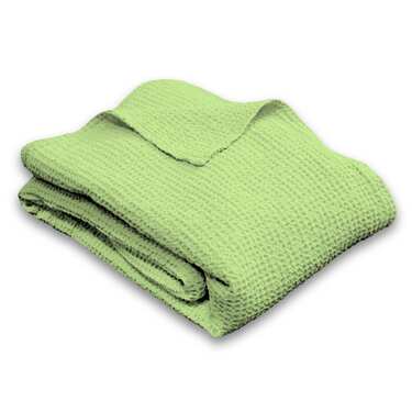 Couverture en coton piqué gaufré vert clair 130 x 180 cm