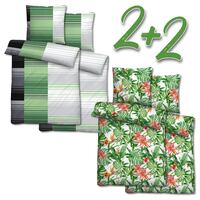Draps de lit en microfibre seersucker 135 x 200 + 80 x 80 cm en pack de 4