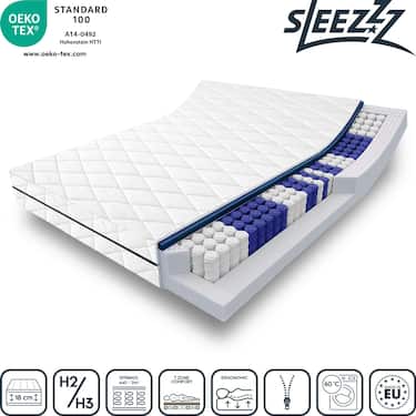 7 zonų kišeninių spyruoklių čiužinys "Sleezzz Superior" 140 x 200 cm, aukštis 18 cm, kietumo lygis H3