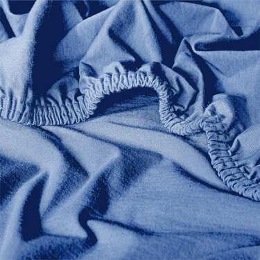 Lot de 4 draps-housses CloudComfort Basic en jersey stretch bleu 120 x 200 cm (4 pièces)