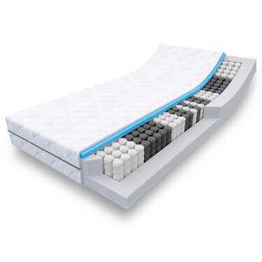 Matelas à ressorts ensachés 7 zones Sleezzz Smart 90 x 200 cm, hauteur 21 cm, degré de fermeté H2/H3 + surmatelas / surmatelas 90 x 200 cm