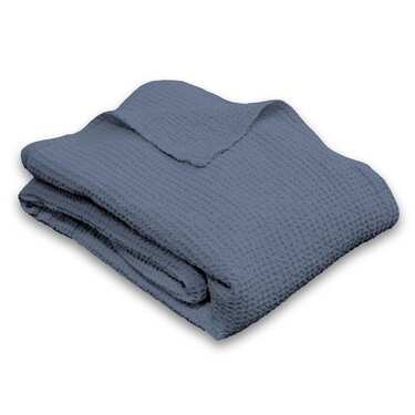Couverture en coton piqué gaufré bleu 150 x 200 cm