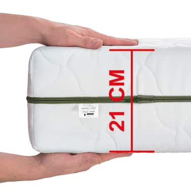 Matelas à ressorts ensachés 7 zones Sleezzz Smart 90 x 200 cm, hauteur 21 cm, degré de fermeté H2/H3 + CloudComfort Basic set de lit en microfibre 135 x 200 cm + 80 x 80 cm