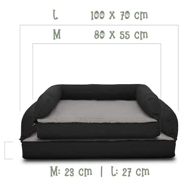 100 x 70 x 27 cm Lit orthopédique pour chien avec dossier taille M