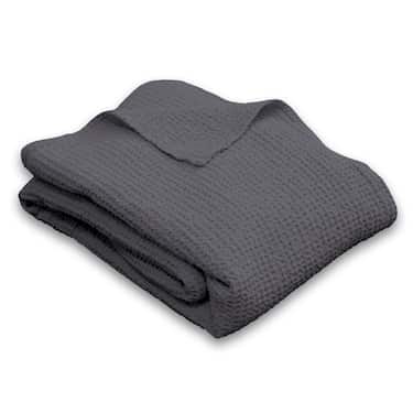 140 x 200 cm Couvre-lit en polycoton léger piqué gaufré de couleur anthracite