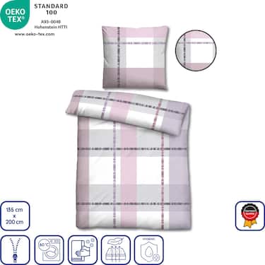 Kahden hengen pakkaus Castell Renforcé vuodevaatteita 135 x 200 cm + 80 x 80 cm.