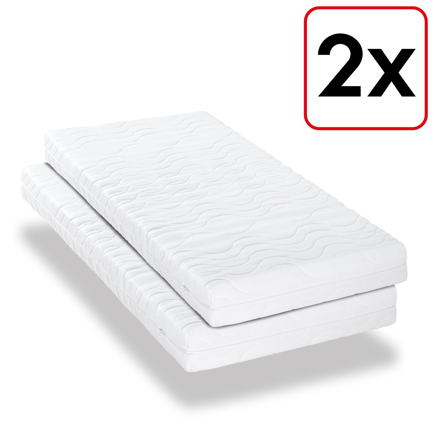 Lot de deux matelas Premium 7 zones 80x200 cm CloudComfort, hauteur 15 cm, degré de fermeté H2/H3, Twin-Set Lot de deux matelas Premium 7 zones 80x200 cm CloudComfort, hauteur 15 cm, degré de fermeté H2/H3, Twin-Set