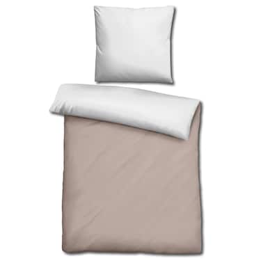 Lot de 2 parures de lit Sleezzz® Renforcé réversibles beige/blanc 135 x 200 + 80 x 80 cm