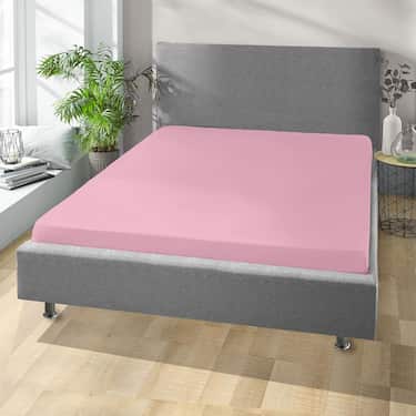 Lot de 4 draps-housses Setex REFIBRA en coton fin, rose, 200 x 200 cm