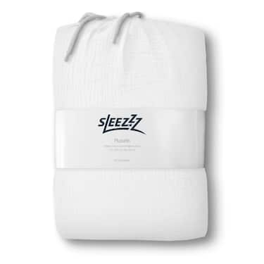 Lot de 2 parures de lit Sleezzz® mousseline blanche 155 x 220 cm + 80 x 80 cm