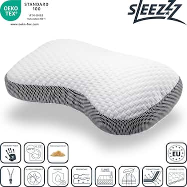 4 coussins Sleezzz Premium viscoélastiques profilés en forme de papillon, 36 x 60 cm, avec housse double en tissu agréable au toucher