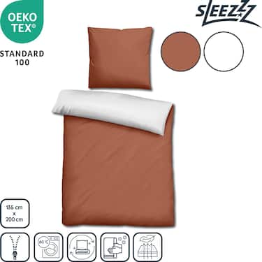 Sleezzz® Renforcé réversible marron/blanc 135 x 200 + 80 x 80 cm
