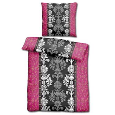 CloudComfort Basic microfibre linge de lit noir/rose 135 x 200 + 80 x 80 cm