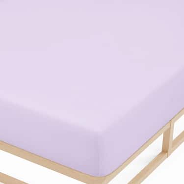 Drap-housse microfibre jersey interlock lilas 90 x 190 - 100 x 200 cm