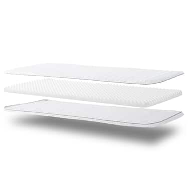 Topper en mousse froide Supportho Premium Topper 120 x 200 cm H3, hauteur 9 cm, degré de fermeté H3 avec housse antibactérienne CloudComfort Basic Oreiller en flocons de gel 40 x 80 cm