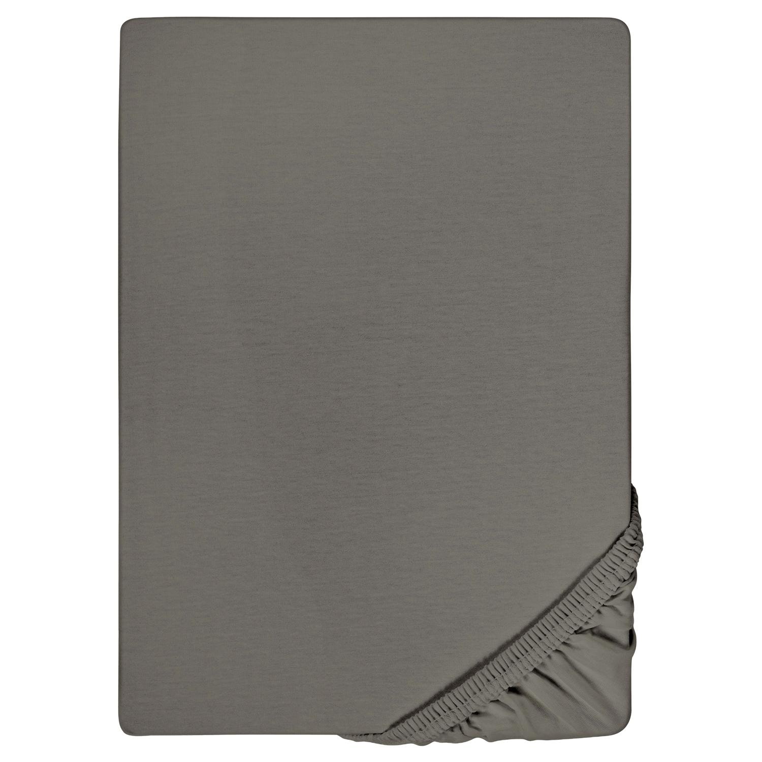 Drap-housse Castell Jersey, taupe foncé, 90 x 190 - 100 x 200 cm
