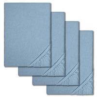 Draps-housses hivernaux bleu 90 x 190 - 100 x 200 cm en pack de 4