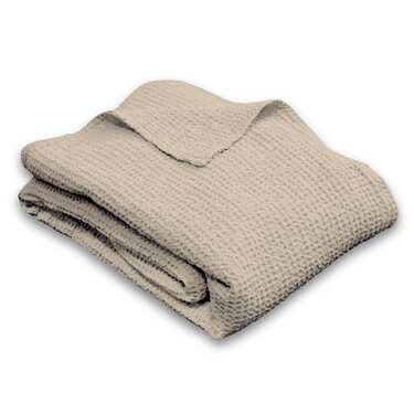 Couverture en coton piqué gaufré beige 150 x 200 cm