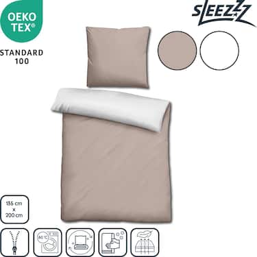 Sleezzz® Renforcé Réversible beige/blanc 135 x 200 + 80 x 80 cm