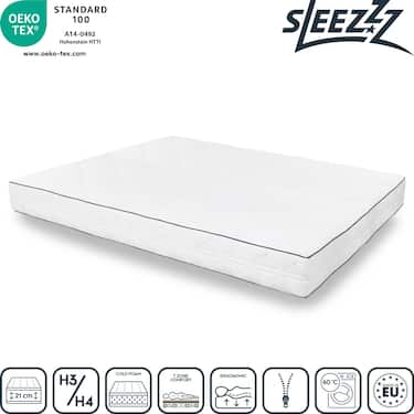 7-vyöhykkeinen Sleezzz Superior -patja 160 x 200 cm, korkeus 21 cm, lujuusaste H3/H4.