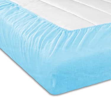 Lot de 4 draps-housses Setex en coton fin, turquoise, 90 x 200 cm