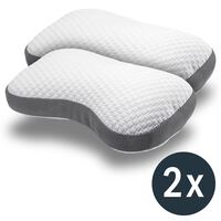 2 oreillers Sleezzz Premium en mousse viscoélastique, forme papillon, 36 x 60 cm, avec housse double en tissu agréable au toucher