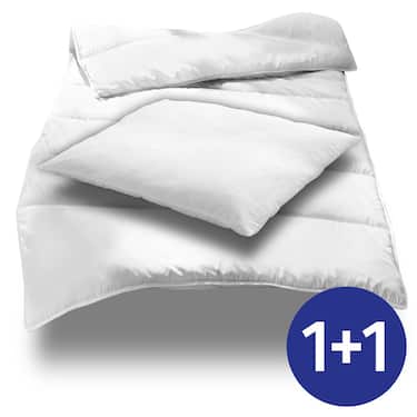 Matelas mousse confort K10 90 x 200 cm, hauteur 10 cm, degré de fermeté H3 + CloudComfort Basic set de lit en microfibre 135 x 200 cm + 80 x 80 cm
