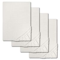 Lot de 4 draps-housses en jersey de coton Castell, blancs, 90 x 190 - 100 x 200 cm