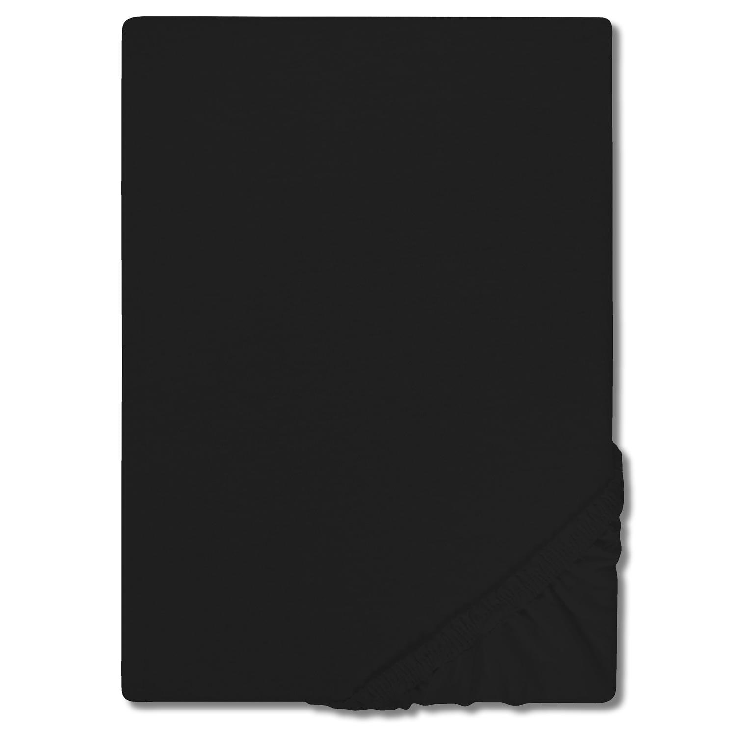 Drap-housse en jersey noir 90 x 190 - 100 x 200 cm