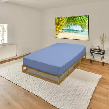 Lot de 4 draps-housses CloudComfort Basic en jersey stretch bleu 120 x 200 cm (4 pièces)